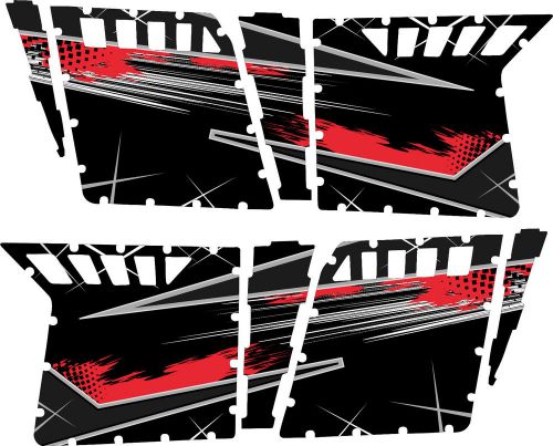 Graphics decal kit pro armor 4 door polaris rzr 800 razor s liquid silver / red