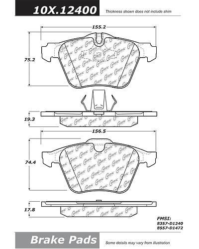 Centric 105.12400 brake pad or shoe, front-posi-quiet ceramic w/shims-preferred