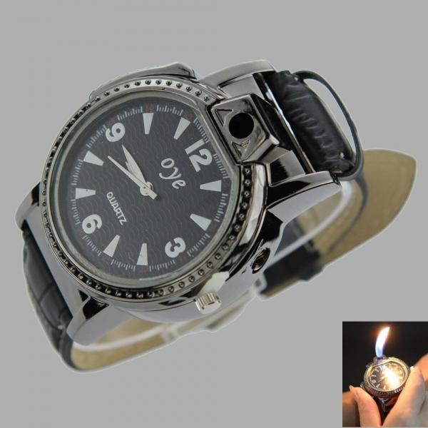 New rare watch style refillable butane cigarette lighter black