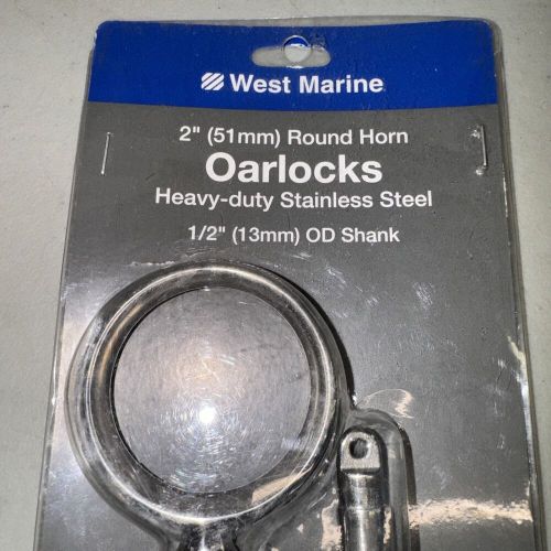 West marine 2&#034; round horn oarlock heavy-duty stainless steel 1/2 shank brand new