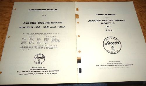 2-jake brake instruction &amp; parts manuals-models 20, 25 &amp; 25a cummins