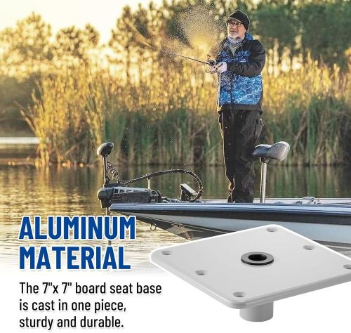 Boat seat base, 7&#034; x 7&#034; seat pedestal mount w/ 3/4&#034; pin post socket aluminum