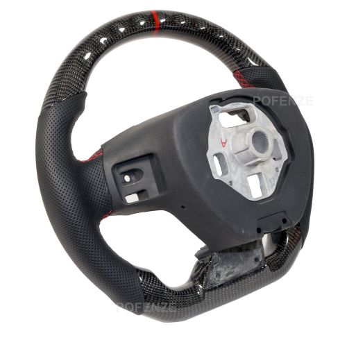 Genuine carbon leather steering wheel for chevrolet camaro 2016-2020 red stitch