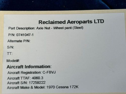 Cessna 172 k axle nut - wheel pant (steel) p/n: 0741047-1