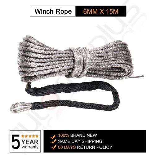 1/4&#039;&#039;x50&#039; synthetic winch rope line grey recovery cable 10000lbs 4wd suv pickup