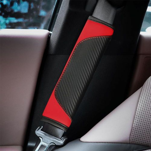 2pcs car seat belt cover carbon fiber seatbelt shoulder protection soft car s...