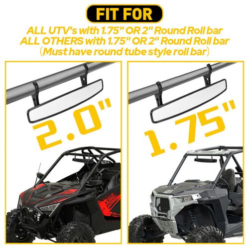 15&#034; utv rear view center mirror 1.75&#034; or 2&#034; clamp for polaris rzr xp 1000 teryx