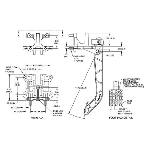 Wilwood 340-13837 - adjustable reverse swing mount brake pedal