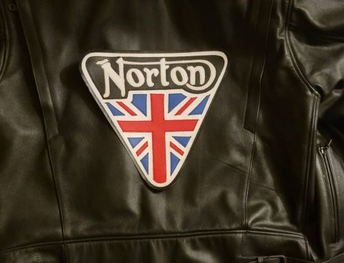 Norton motorcycles union jack patent plate back patch. sew on type. nice new