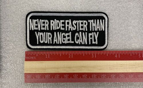 Embroidered patch never ride faster angel jacket vest shirt cap motorcycle