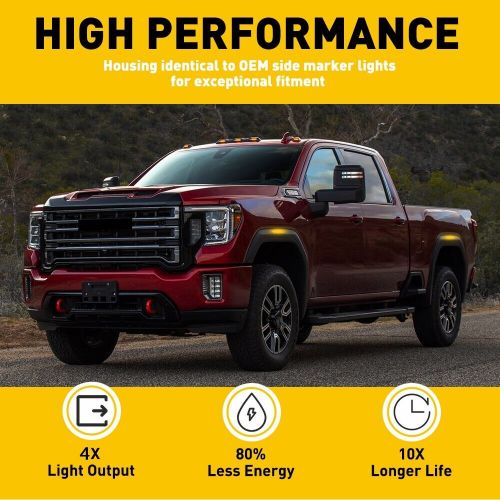 4x for 20-23 gmc sierra 2500 3500 hd led front rear side marker light smoked eac