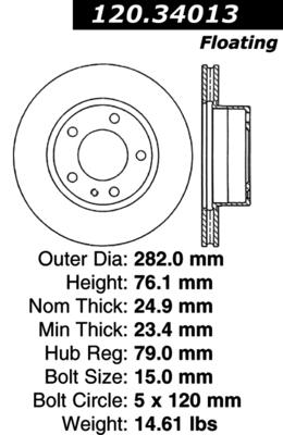 Centric 121.34013 front brake rotor/disc-c-tek standard rotor-preferred