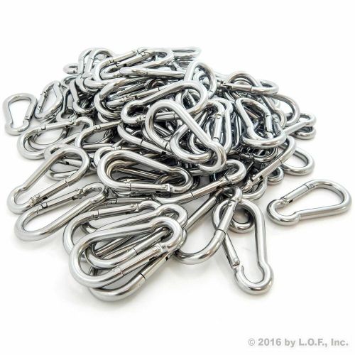 100 - snap quick link carabiner hook 3/8&#034; steel spring 320 lbs clip 4&#034; in long