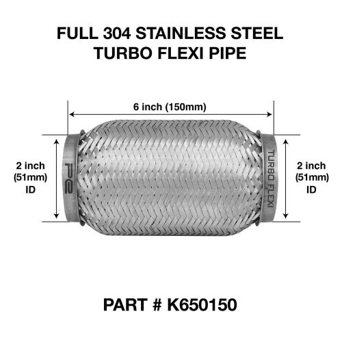 51mm x 150mm interlock weld on 304 stainless steel exhaust turbo flexi tube pipe