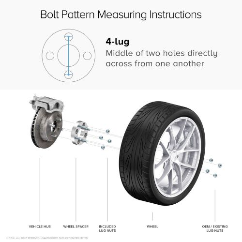 2pcs 1.25&#034; wheel spacers 4x4 4x101.6 4x100, 1/2&#034; studs, for ez go ezgo golf cart