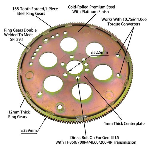 Adapter flexplate fits ls1/ls2/ls6/5.3/6.0 to th350/700r4/4l60