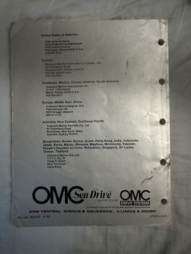 1983 omc sea drive 1.6 litre v4 transom bracket assembly manual p/n 910912