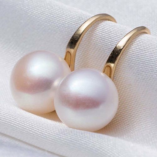 Stud pearl ear rhinestone crystal women earrings white lady 1 gold elegant pair