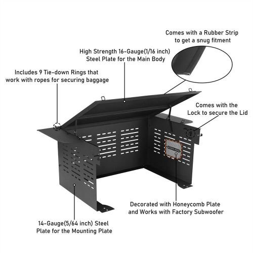 High-security lock storage deck enclosure for 2021-2024 ford bronco 4-door