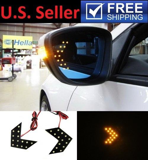 2pcs amber  14-led arrow panel car side view mirror turn signal blinkers lights