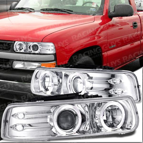 Chrome halo projector led headlamp 99-02 chevy silverado