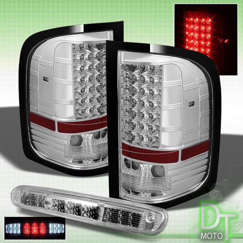 07-13 chevy silverado 1500 2500 3500 led chrome tail lights+3rd brake lamp