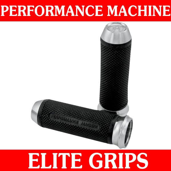 Performance machine chrome elite handlebar hand grips 1984-2012 harley sportster