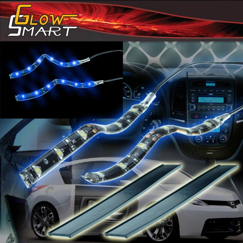 Led light strip dash panel door lighting waterproof - 2 x 4" 6 blue smd