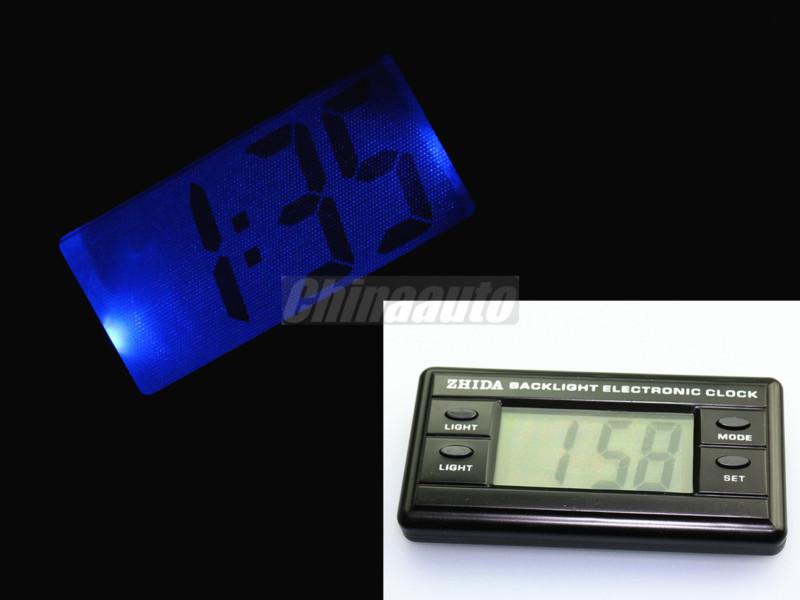 Car interior blue backlight digital display quartz clock calendar self adhesive 