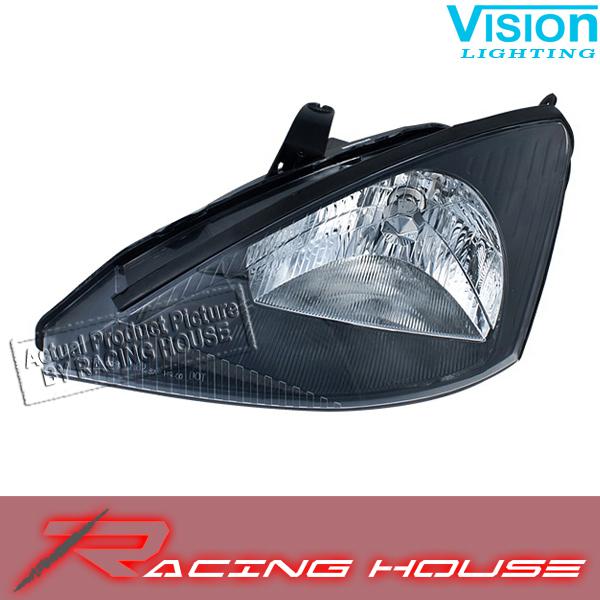 L/h headlight driver side lamp kit halogen unit black bezel 02-03 ford focus