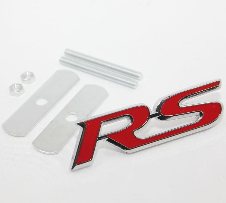 Metal rs racing grille grill badge emblem decals for civic cruze focus mazda cx5