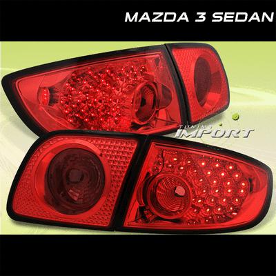 2003-2006 mazda 3 red full led 4pc tail lights rear brake lamps assembly altezza