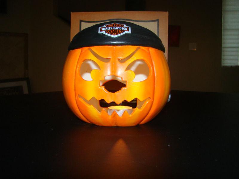 Harley davidson halloween pumpkin head candle holder 97834-01z