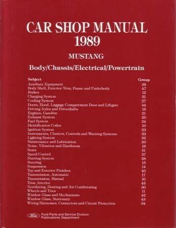 1989 mustang factory shop manual volume 1