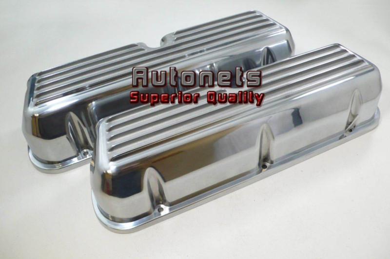 Sbf polished finned aluminum valve cover 289-302-351w 5.0l mustang without hole