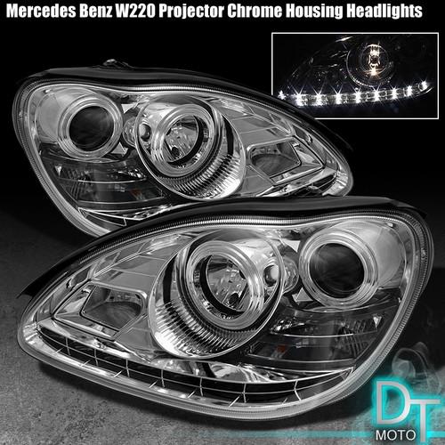 00-06 mercedes w220 s-class projector headlights +daytime drl led running lights