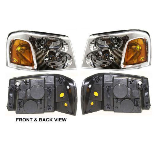 New pair set headlight headlamp lens assembly sae & dot gmc envoy xl xuv