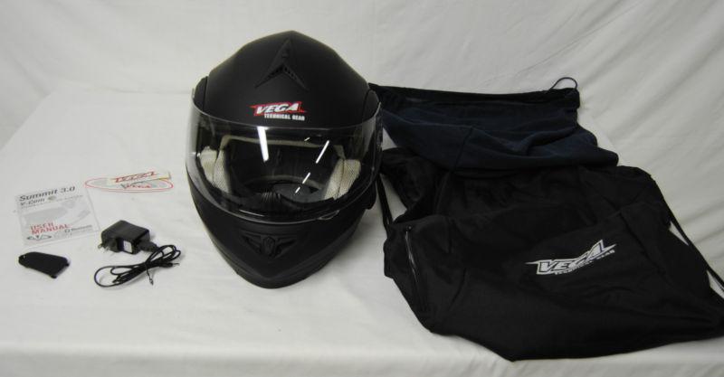 Vega summit 3.0 full face helmet with v-com modular (flat black, x-large)- q