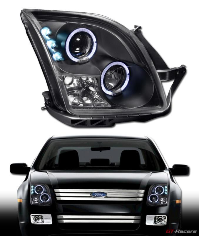 Black daytime led dual halo projector head lights signal 2006-2009 ford fusion
