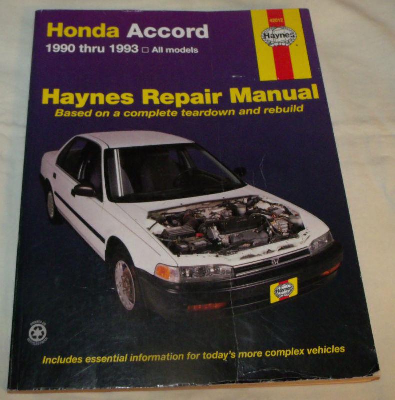 Haynes repair manual honda accord 1990-1993 (42012)