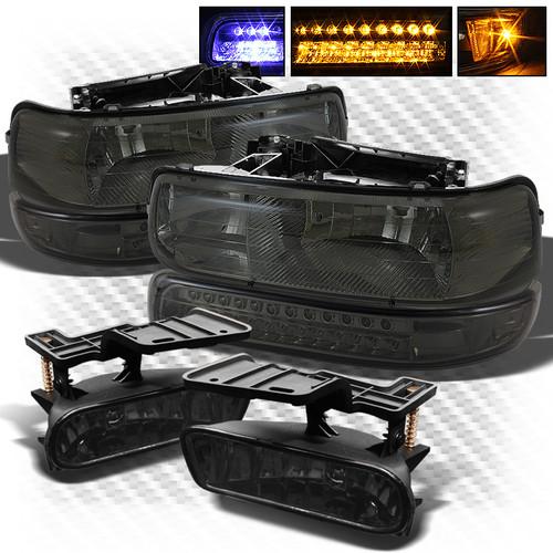 99-02 silverado, 00-06 tahoe/suburban smoke headlights + led bumper + fog lights