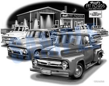 Ford truck 53,54,55,56 muscle pick-up car art print   ** free usa shipping **