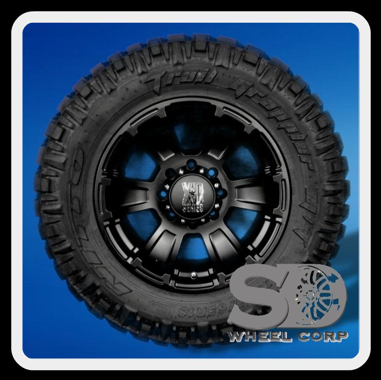 18" xd revolver black with 285-65-18 nitto trail grappler mt tires wheels rims 