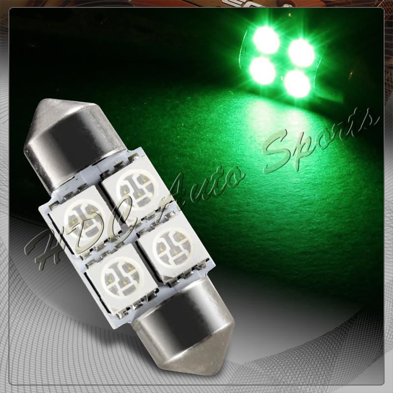 1x 31mm 4 smd green led festoon dome map glove box trunk replacement light bulb