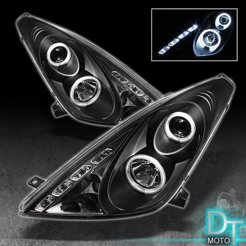 Black 00-05 toyota celica ccfl halo projector led headlights lights left+right