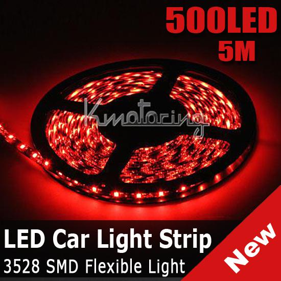 5m 300led flexible strip light smd 3528 waterproof car motorcycle diy red dc12v