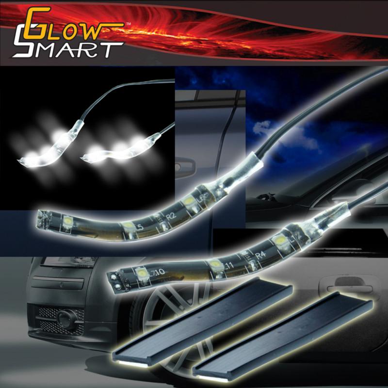 Led car light strip door dash interior lighting waterproof - 2 x 2" 3 white smd