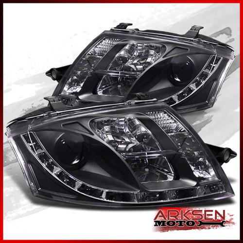 Black 99-07 audi tt led projector headlights w/daytime led running lamp pair set