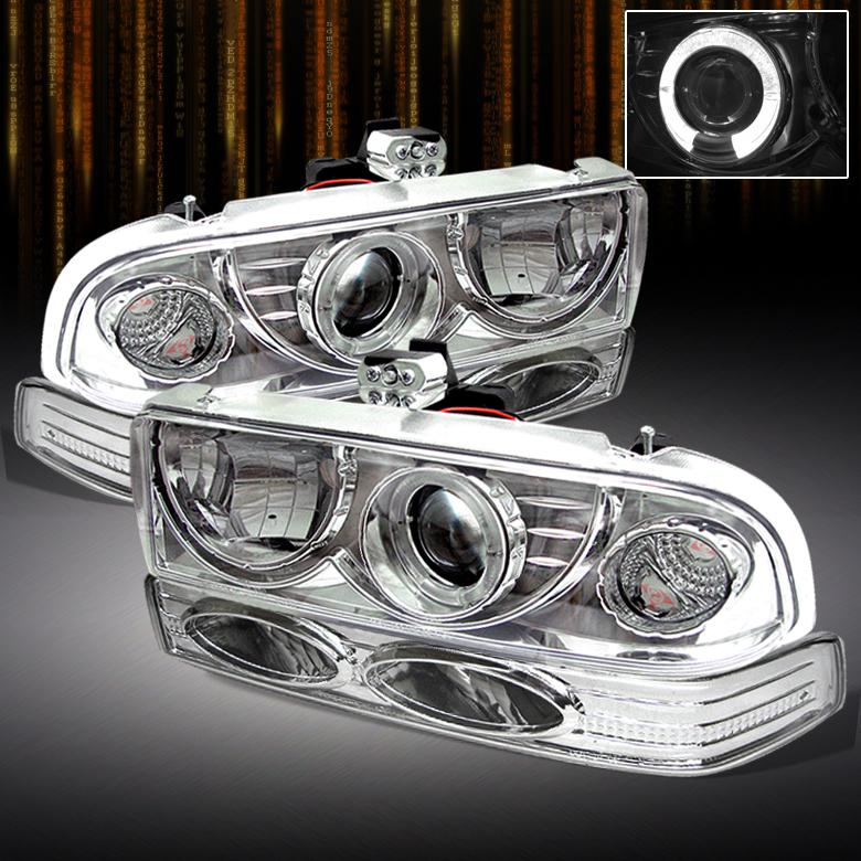 98-04 s10 blazer clear halo projector headlights+euro clear bumper signal lamps