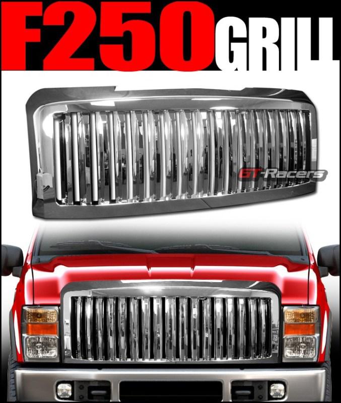 Chrome vertical front hood bumper grill grille 2008-2010 ford f250/f350/f450 sd